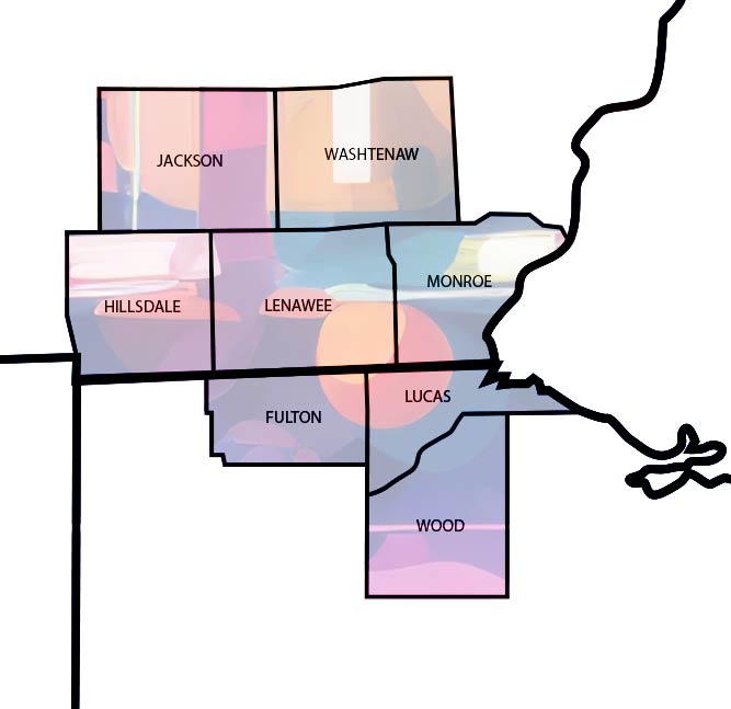 Map of Service Area including Counties in Michigan and Ohio